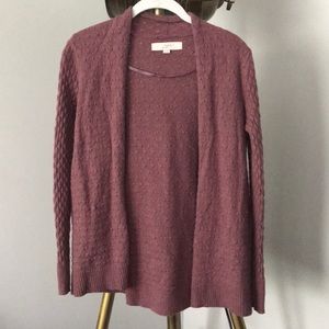 LOFT Mauve Wool Cardigan With Pockets